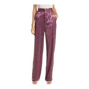 Cinq a sept pants Collins floral jacquard straight leg dark pink size 2 DEFECT